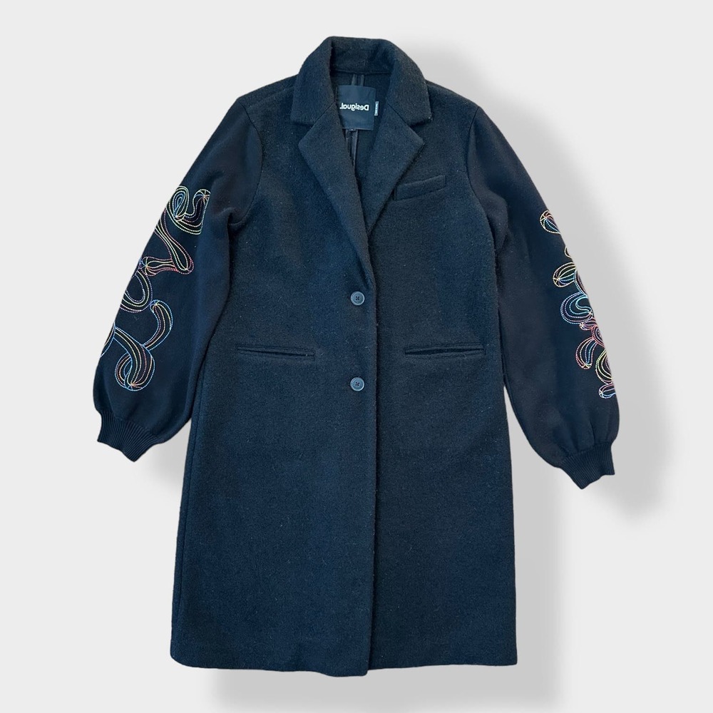 Desigual Long embroidered‎ Love Maker Coat Size L